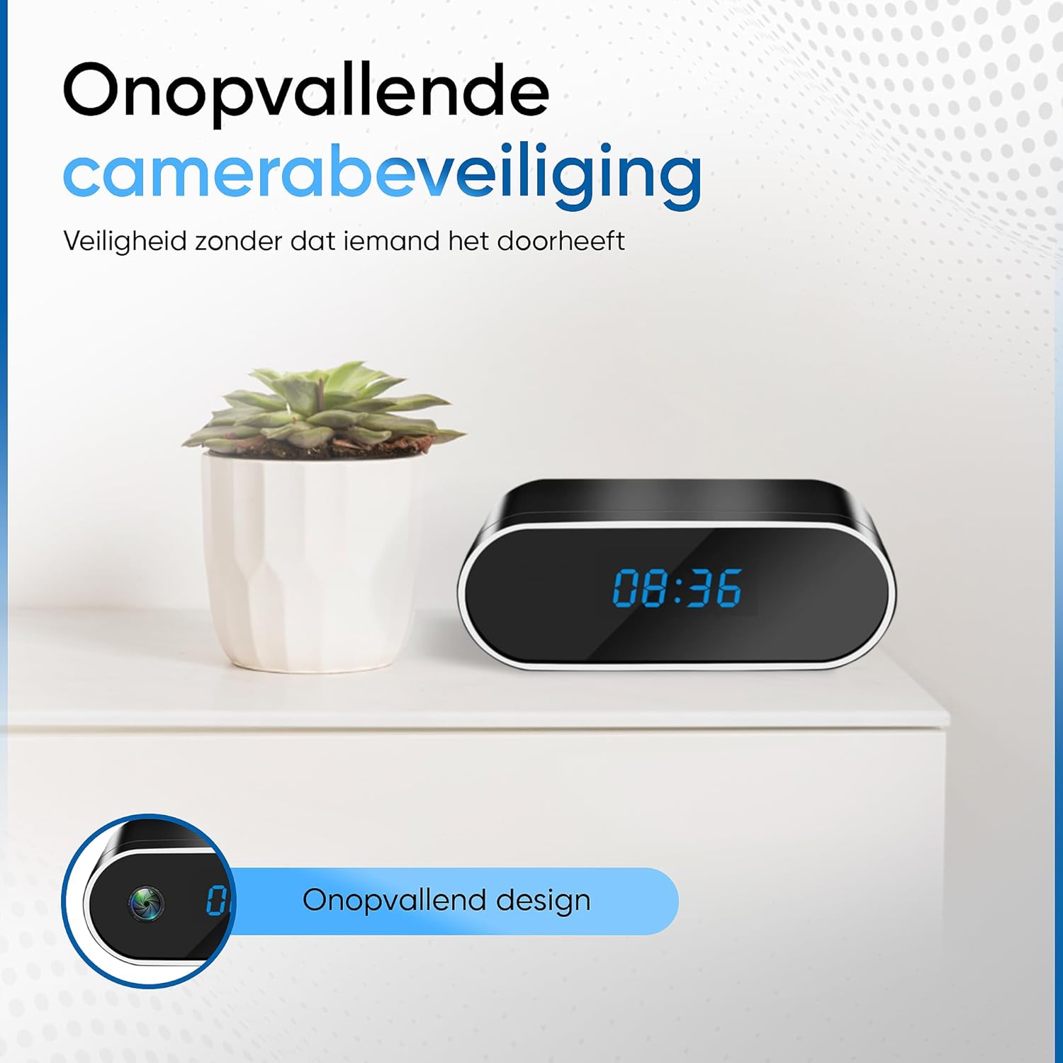 Silent Eye onopvallende camerabeveiliging op nachtkastje met verborgen cameralens